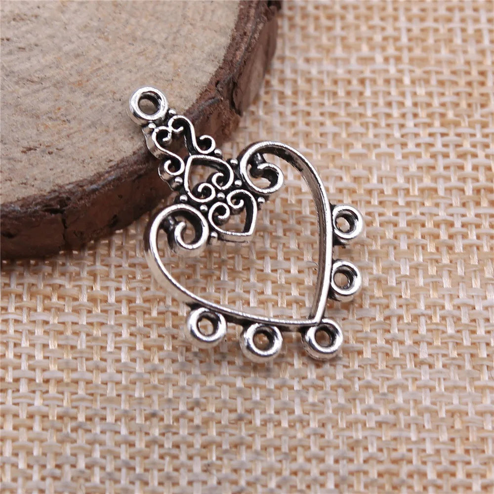 30x21mm 1.9g Multicolor Zinc Alloy Heart Earring Connector Charms for DIY Earrings Jewelry Making
