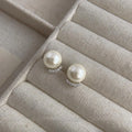 Elegant Glass Pearl Stud Earrings With Micro Pave Zircon Geometric Ball Minimalist Design