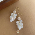 Sweet Forest Style Zircon Resin Flower Leaf Tassel Drop Earrings Handmade Long Jewelry