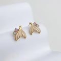 Sweet Fishtail Enamel Copper Stud Earrings With Colorful Rhinestones, Minimal Chic Commuter Jewelry