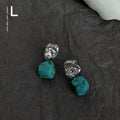 Vintage Palace Style Copper Faux Turquoise Irregular Geometric Drop Earrings For Women