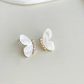 Original Design Cream White Micro Pave Zircon Butterfly Copper Stud Earrings French Elegant Jewelry