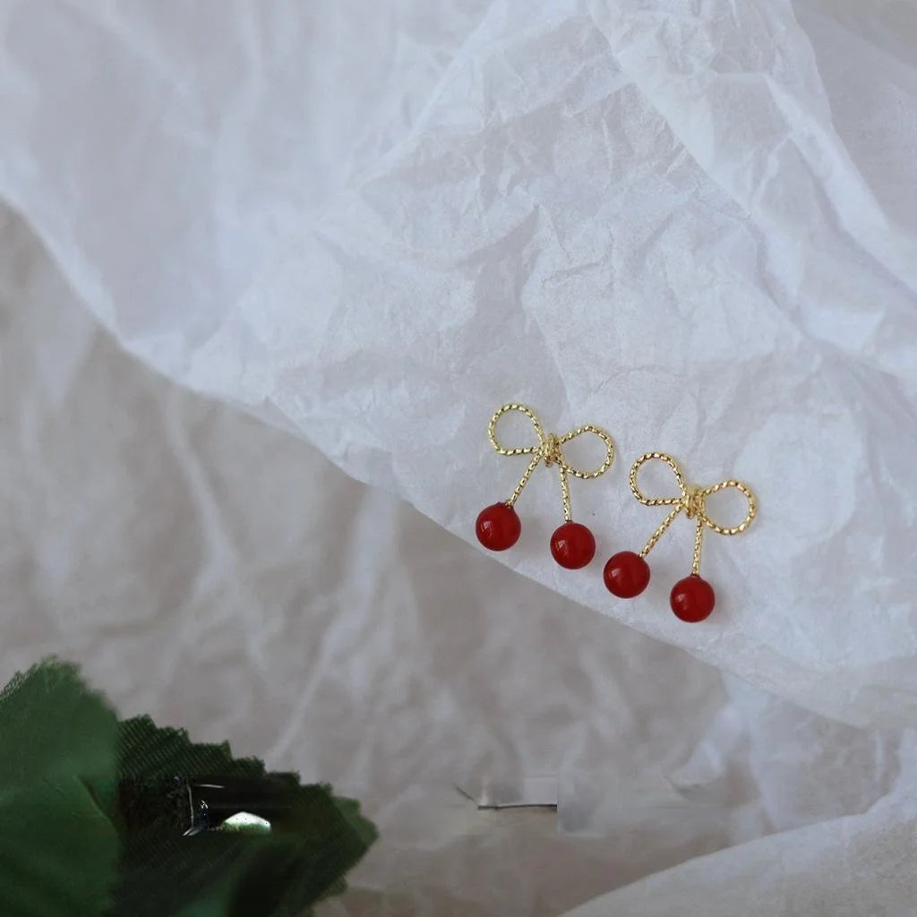 14K Gold Plated Copper Bow Stud Earrings Sweet Korean Minimalist Jewelry