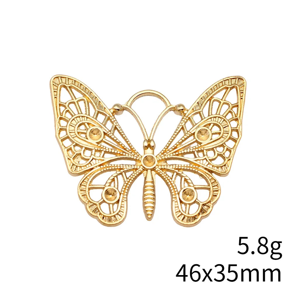 46x35mm 5.8g Gold Zinc Alloy Butterfly Charm Pendant for DIY Necklace Bracelet Jewelry Making