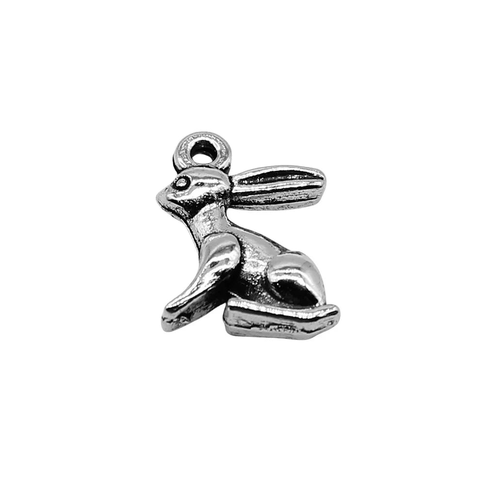 10x15mm 1g Multicolor Zinc Alloy Rabbit Charm Pendant for DIY Necklace Bracelet Making