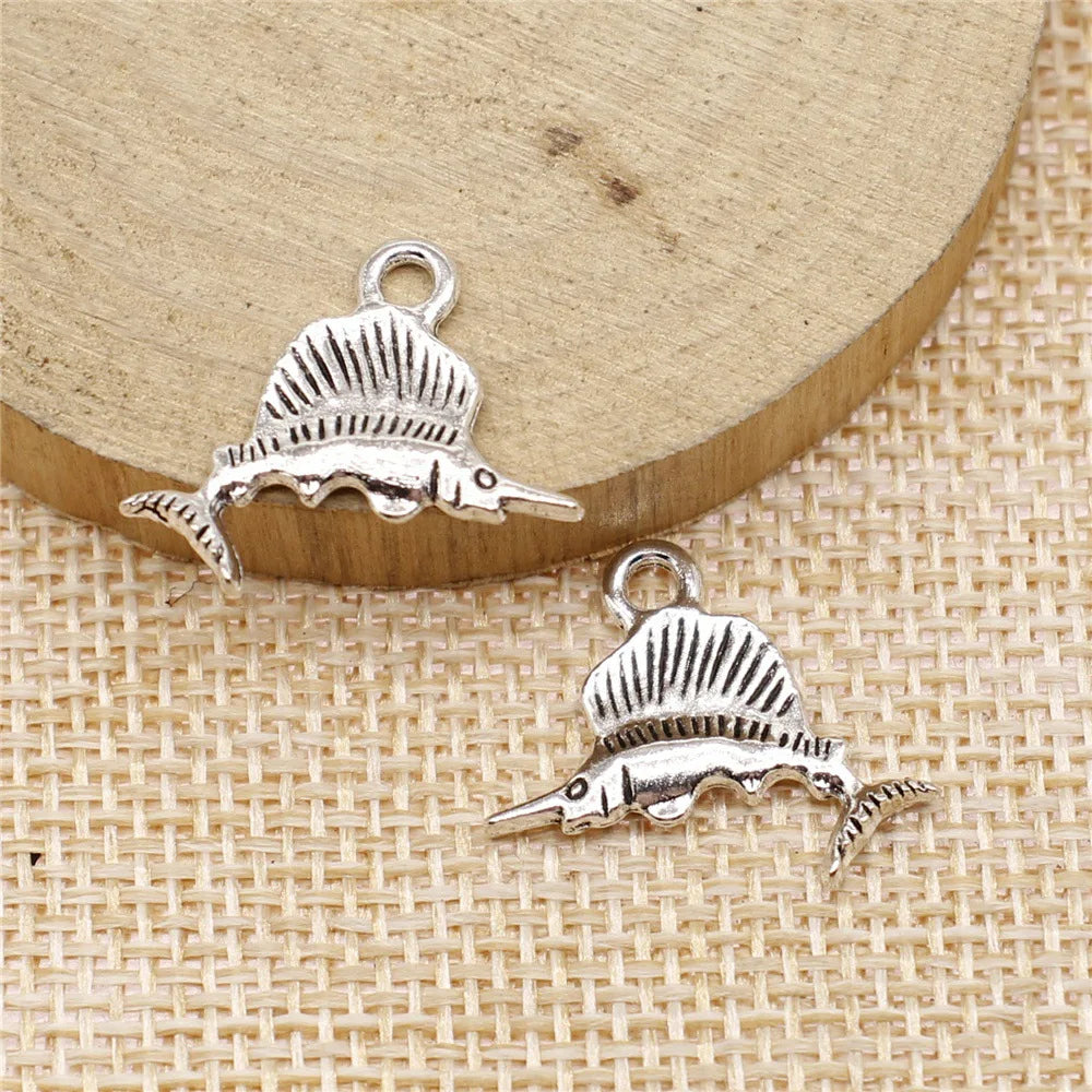 15x21mm 1.1g Multicolor Zinc Alloy Tuna Fish Charm Pendant for DIY Necklace Bracelet Jewelry Making
