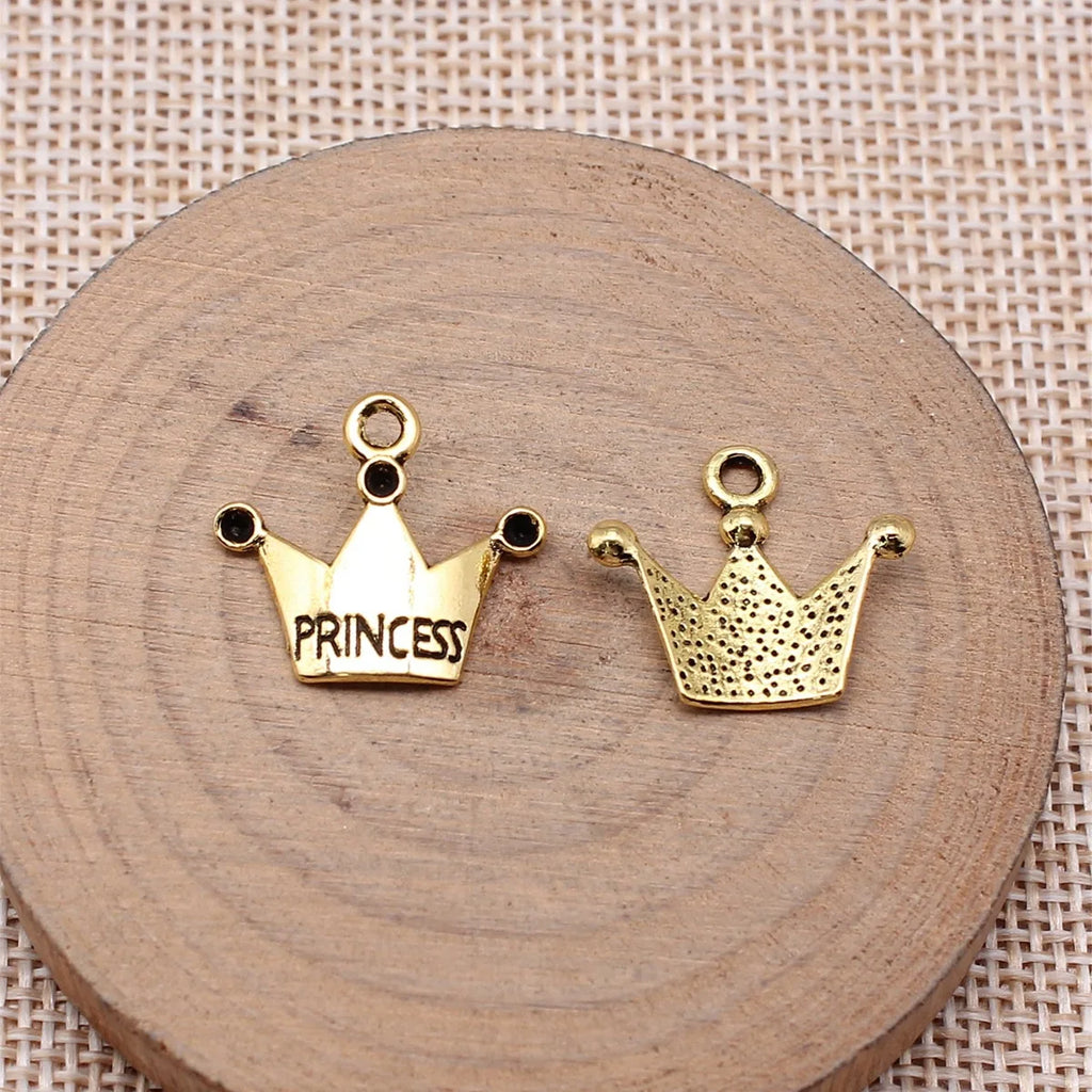 17x19mm 0.9g Multicolor Zinc Alloy Princess Crown Letter Charm Pendant for DIY Necklace Bracelet Making