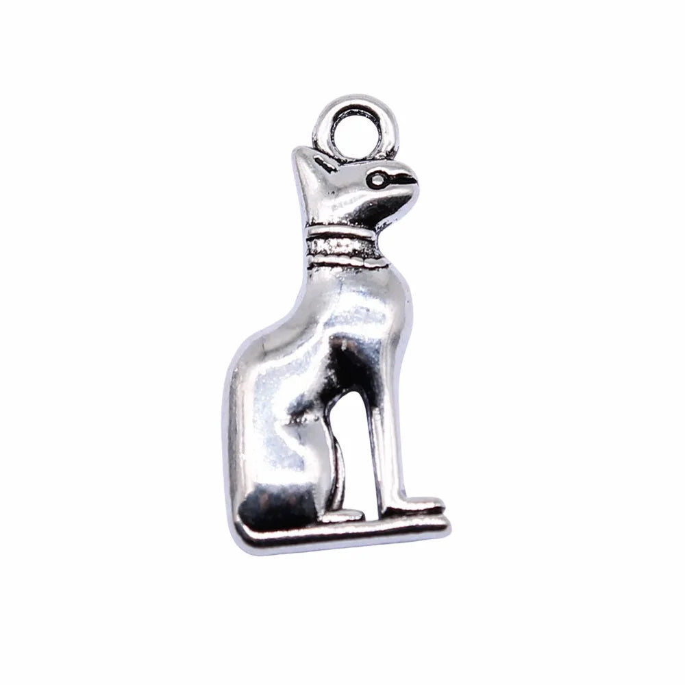 25x12mm 3g Multicolor Zinc Alloy Egyptian Guardian Cat Charm Pendant for Necklace Bracelet Making
