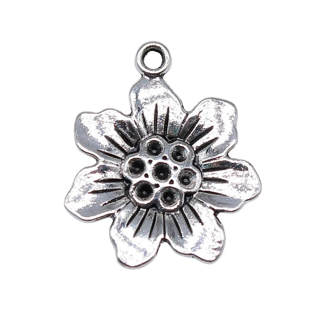 25x21mm 1.7g Multicolor Zinc Alloy Flower Charm Pendant for DIY Necklace Bracelet Jewelry Making