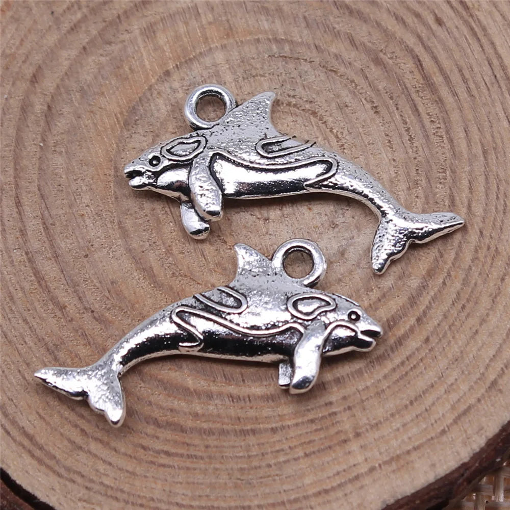 24x12mm 1.2g Multi Color Zinc Alloy Fish Charm Pendant for DIY Ocean Theme Jewelry Making