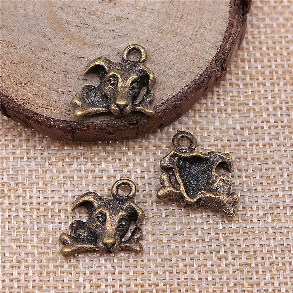 15x15mm 2g Multicolor Zinc Alloy Dog and Bone Charm Pendant for DIY Necklace Bracelet Jewelry