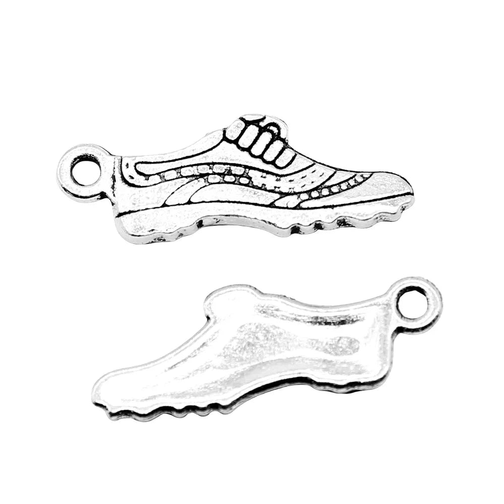 24x8mm 1g Antique Silver Zinc Alloy Dress Shoe Charm Pendant for DIY Bracelet Jewelry Making