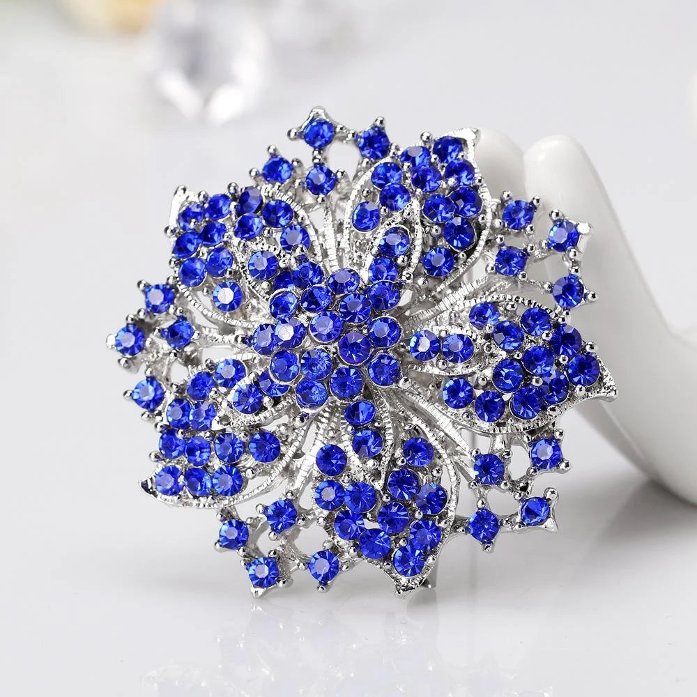 Luxury Full Rhinestone Crystal Bauhinia Flower Brooch, Alloy Lapel Pin Corsage For Women Suit Accessory