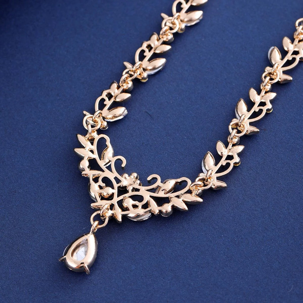 Luxury Bridal Rhinestone Crystal Water Drop Necklace And Earrings Jewelry Set For Wedding Party Banquet Gift