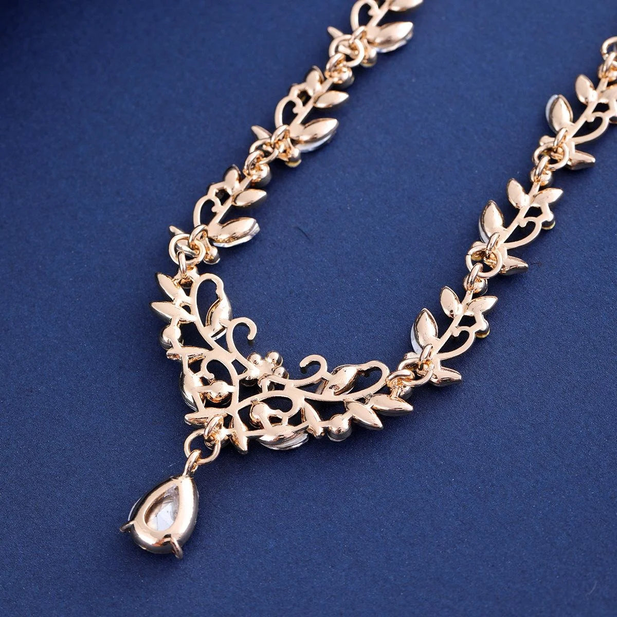 Luxury Bridal Rhinestone Crystal Water Drop Necklace And Earrings Jewelry Set For Wedding Party Banquet Gift