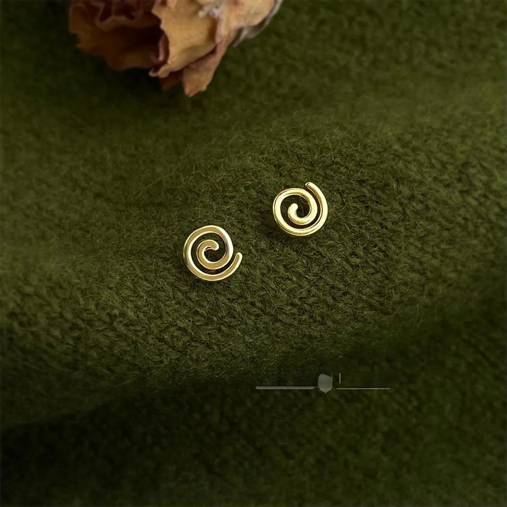 Mini Lollipop Symbol Stud Earrings Eco-Friendly Copper Geometric Circle Line Old Money Style