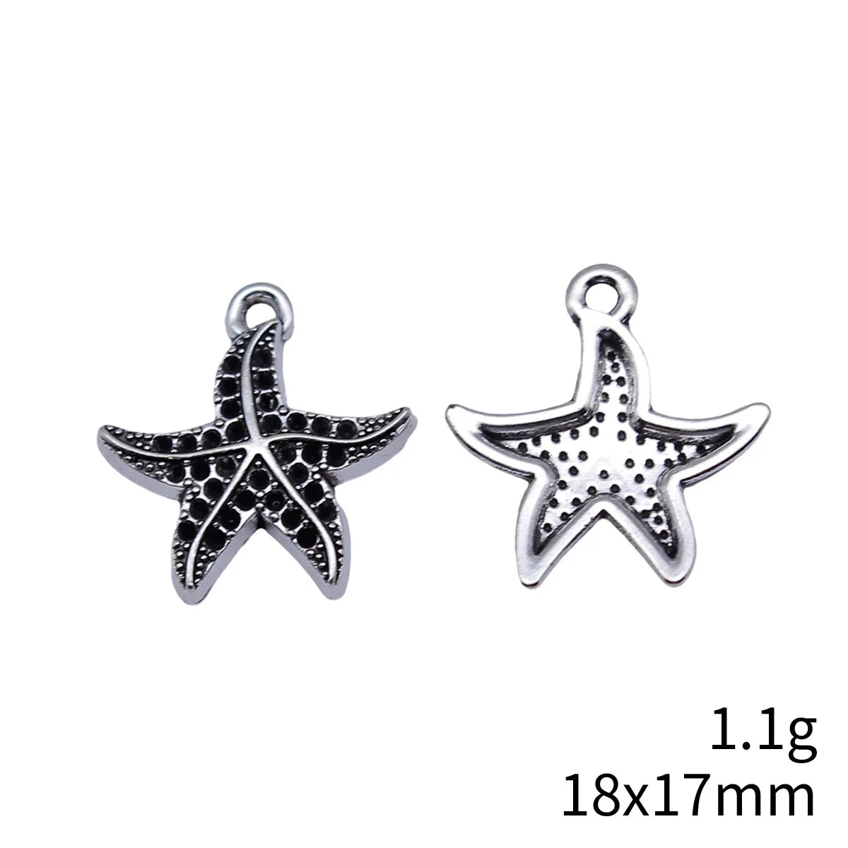 18x17mm 1.1g Antique Silver Zinc Alloy Starfish Charm Pendant for Rhinestone DIY Jewelry Making