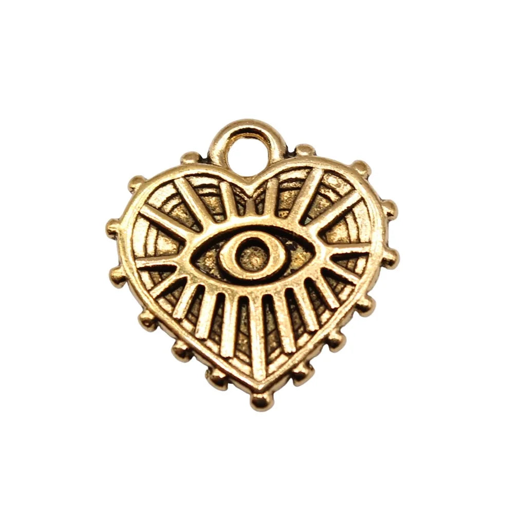16x15mm 1.2g Multicolor Zinc Alloy Heart Eye Charm Pendant for DIY Necklace Bracelet Making