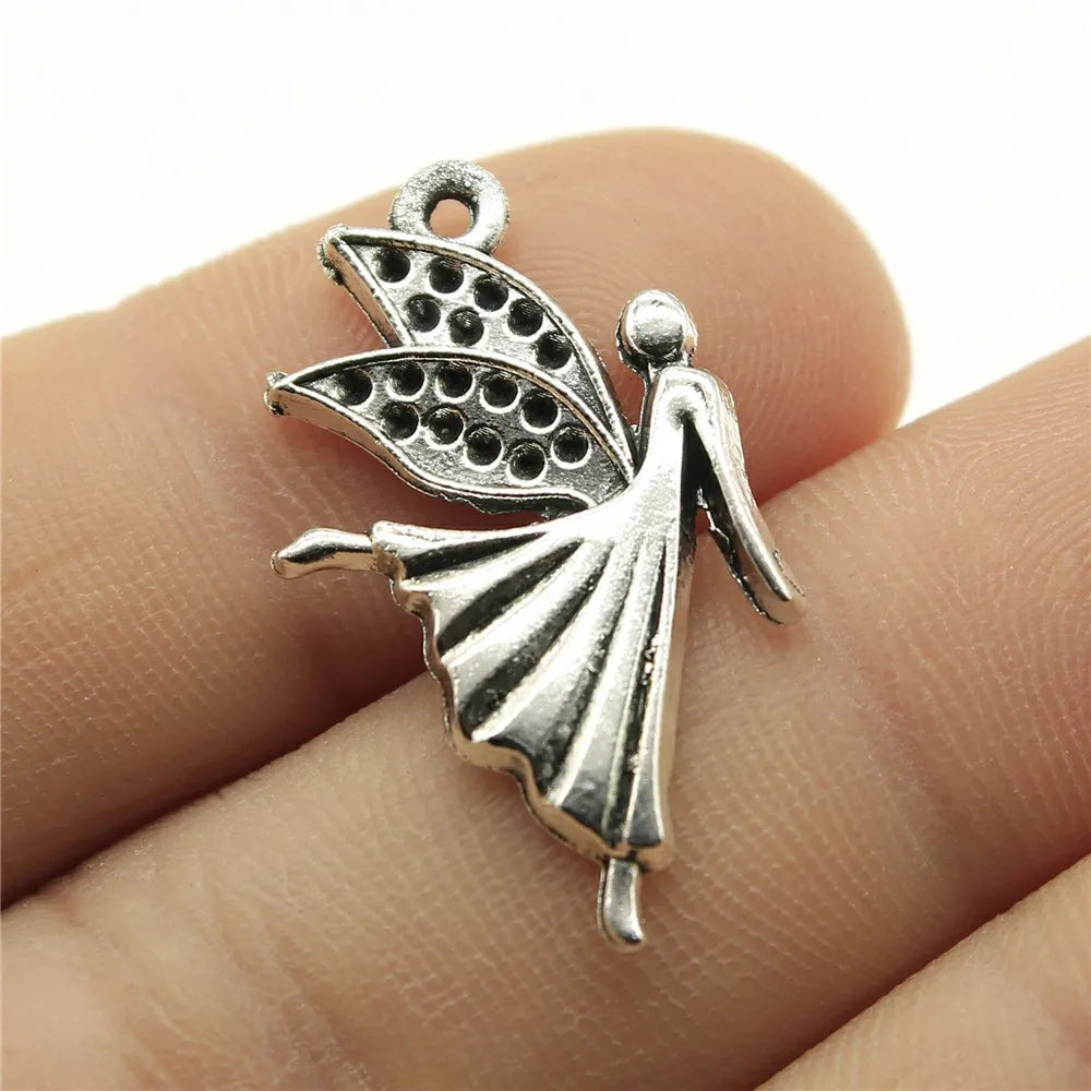 29x16mm 1.6g Antique Silver Zinc Alloy Angel Figure Charm Pendant for DIY Necklace Bracelet Making
