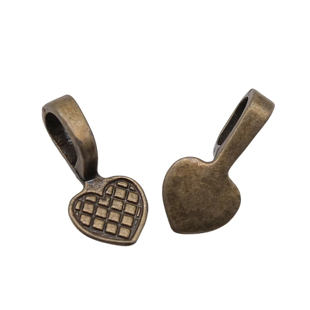 19x9mm 0.9g Antique Bronze Zinc Alloy Heart Pendant Bail Connector Charm for DIY Jewelry Making