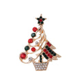Elegant Christmas Tree Brooch With Alloy Enamel And Rhinestone, Festive Lapel Pin Corsage Gift