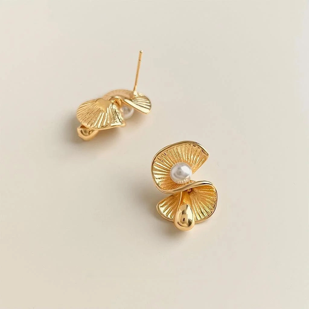Designer Irregular Geometric Twisted 14K Plated Copper Drop Earrings For Women