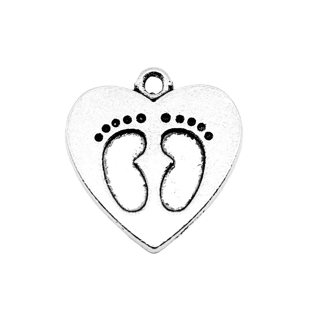 19x18mm 2g Multi Color Zinc Alloy Baby Feet Charm Pendant for DIY Jewelry and Craft Accessories