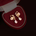 14K Plated Eco Copper Butterfly Zircon Cat Eye Stone Stud Earrings For Women