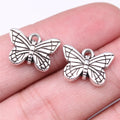 16x11mm 1.7g Antique Silver Zinc Alloy Double Sided Butterfly Charm Pendant for Bracelet Making