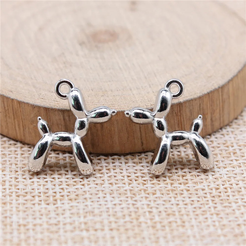19x15mm 2.09g Antique Silver Zinc Alloy Balloon Poodle Charm Pendant for DIY Bracelet Necklace