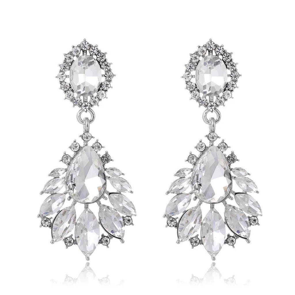 Luxury Teardrop Crystal Rhinestone Earrings For Women Elegant Bridal Wedding Party Banquet Jewelry