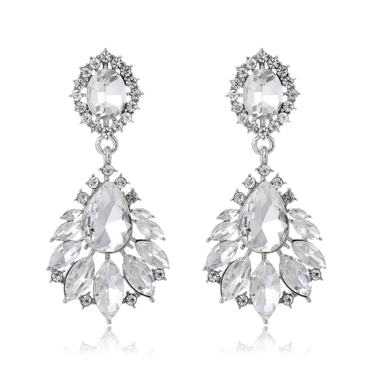 Luxury Teardrop Crystal Rhinestone Earrings For Women Elegant Bridal Wedding Party Banquet Jewelry