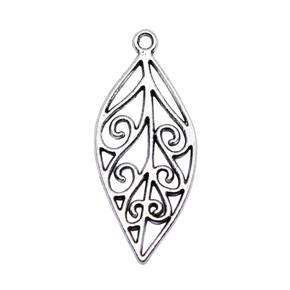 28x12mm 1g Multicolor Zinc Alloy Hollow Leaf Charm Pendant for DIY Necklace Bracelet Making