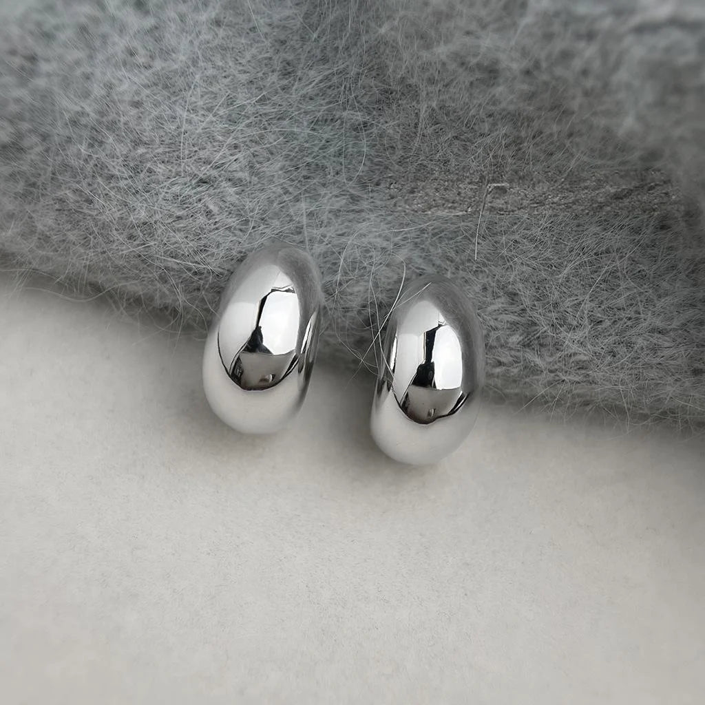 Minimalist Eco Copper Hollow Geometric C Shape Drop Earrings For Women