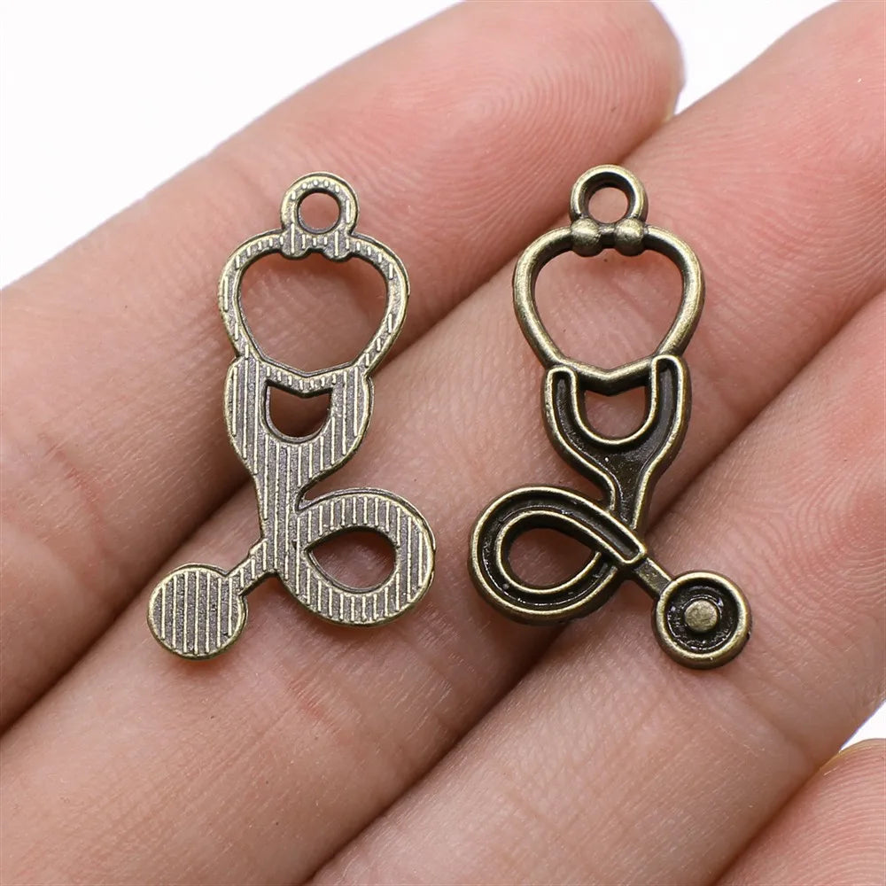 27x16mm 1.2g Multicolor Zinc Alloy Stethoscope Charm Pendant for DIY Medical Theme Jewelry Making