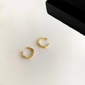 14K Gold Plated Copper Geometric Round Ear Clip Drop Earrings Minimalist No Piercing Jewelry