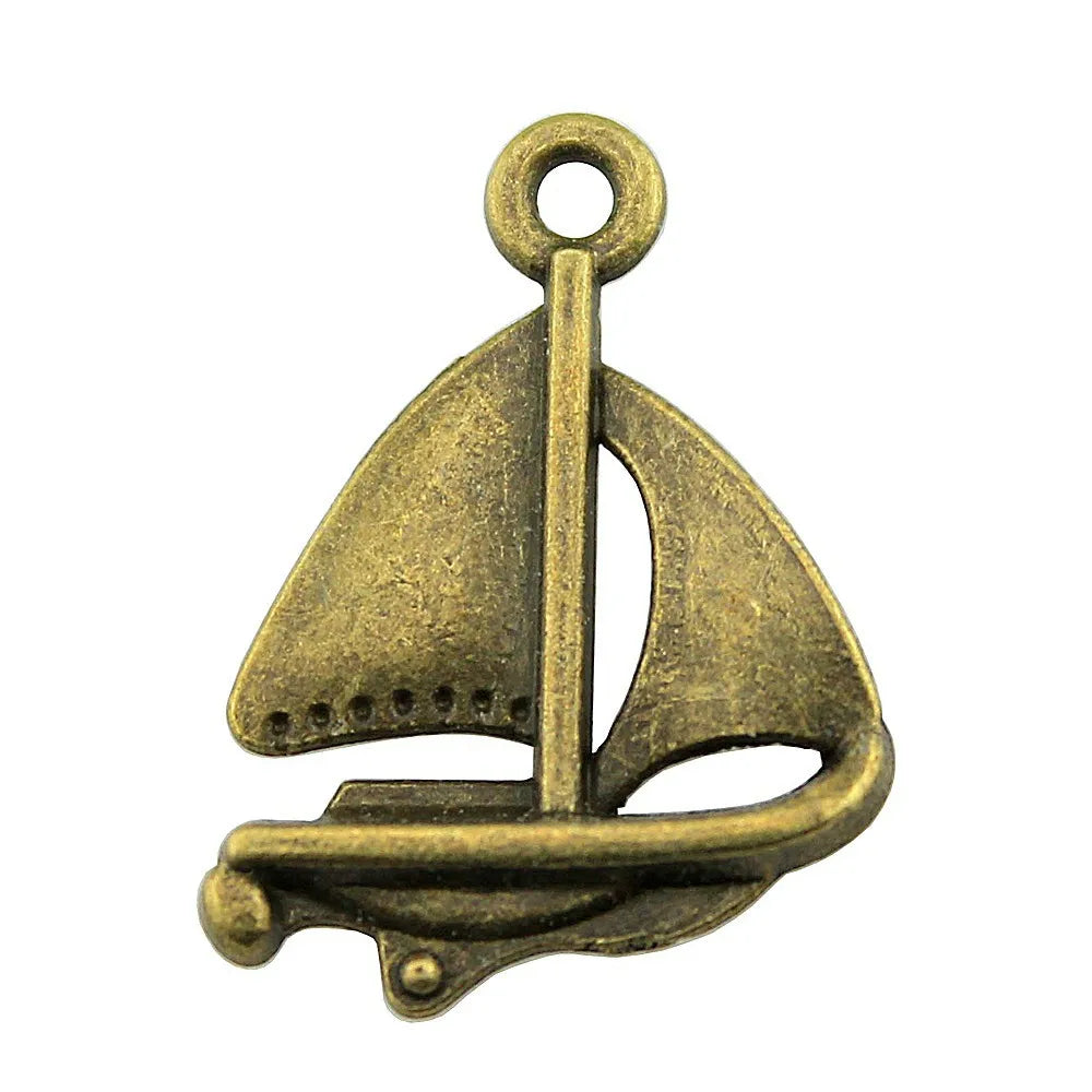 24x17mm 1.1g Multicolor Zinc Alloy Sailboat Charm Pendant for DIY Travel Theme Jewelry Making