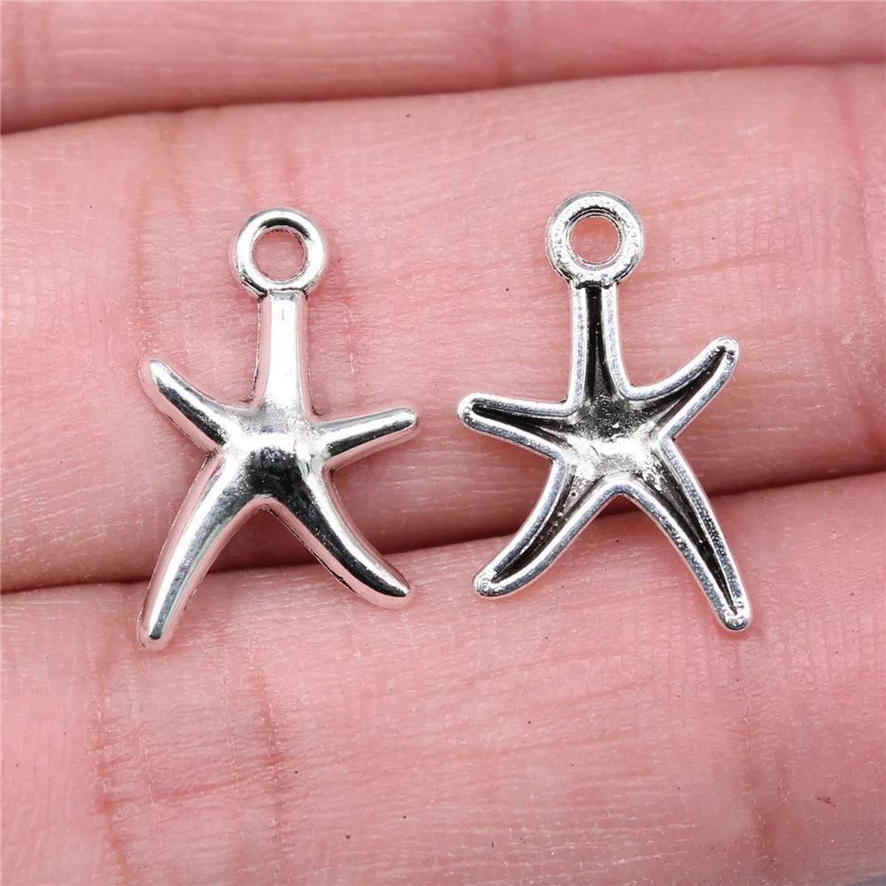 17x12mm 0.5g Antique Silver Zinc Alloy Starfish Charm Pendant for Ocean Theme DIY Jewelry Making