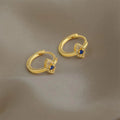 Micro Pave Zircon Eye Stud Earrings For Women, Copper Geometric Minimalist Fashion Jewelry