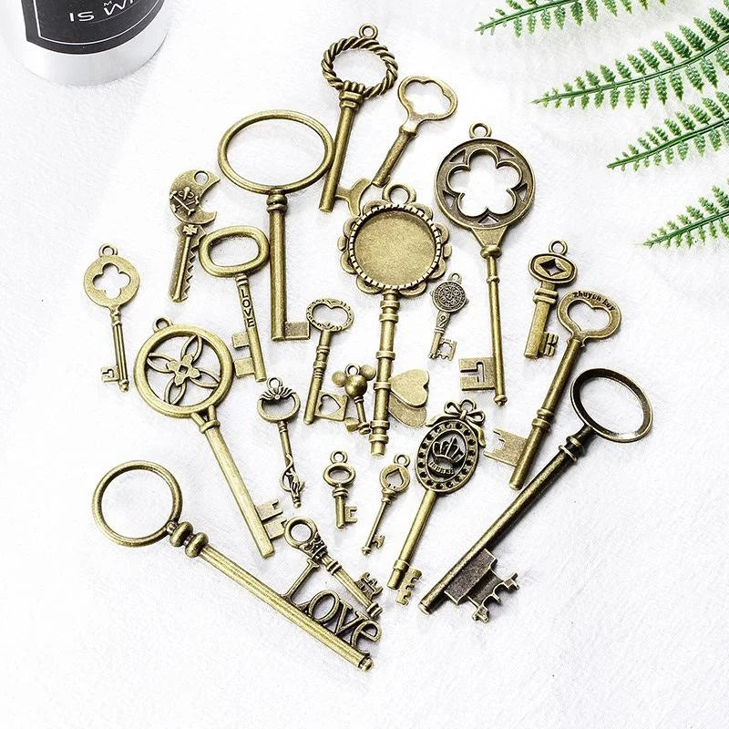 Zinc Alloy Double Sided Key Charm Pendant for DIY Necklace Bracelet Jewelry Making