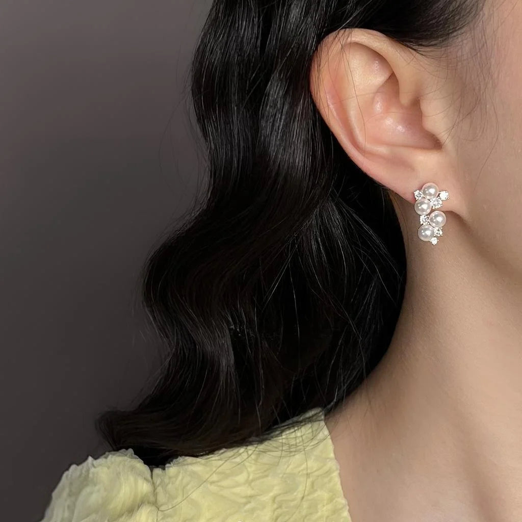 Light Luxury Micro Pave Zircon Constellation Geometric Copper Stud Earrings