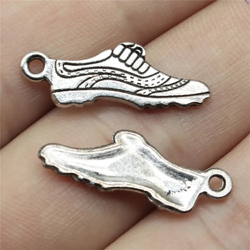 24x8mm 1g Antique Silver Zinc Alloy Dress Shoe Charm Pendant for DIY Bracelet Jewelry Making