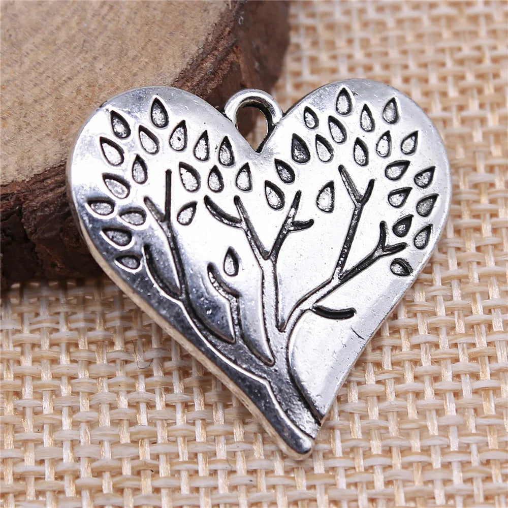 28x26mm 3.5g Multicolor Zinc Alloy Heart Tree of Life Charm Pendant for DIY Jewelry Making