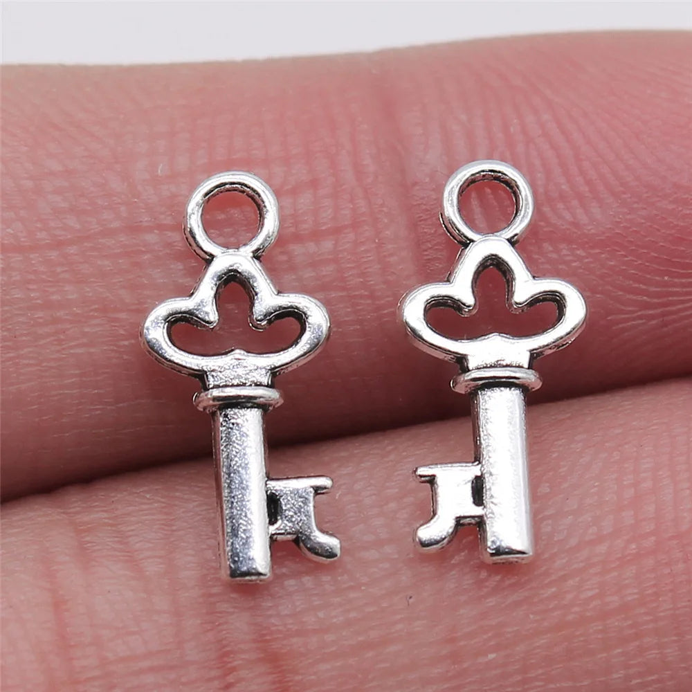 8x16mm 0.3g Multicolor Zinc Alloy Key Charm Pendant for DIY Necklace Bracelet Jewelry Making