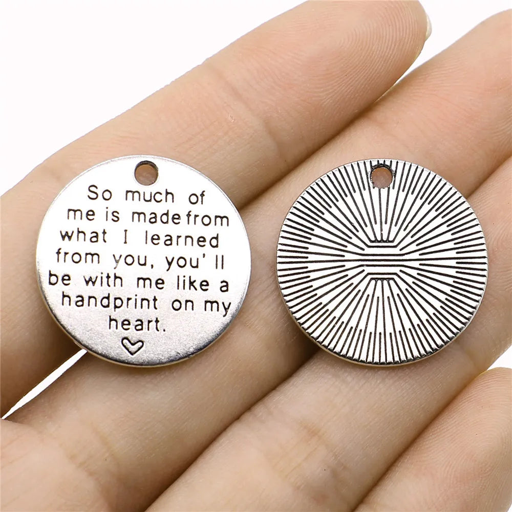 25x25mm 3.9g Antique Silver Zinc Alloy English Word Tag Charm Pendant for DIY Bracelet Necklace Making