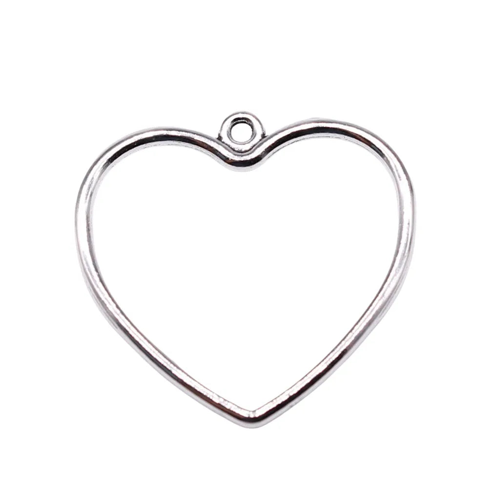 30x28mm 1.49g Multicolor Zinc Alloy Large Hollow Heart Charm Pendant for DIY Necklace Jewelry Making