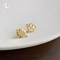 Copper Flower Stud Earrings Asymmetric Flower Minimalist Commuter Jewelry