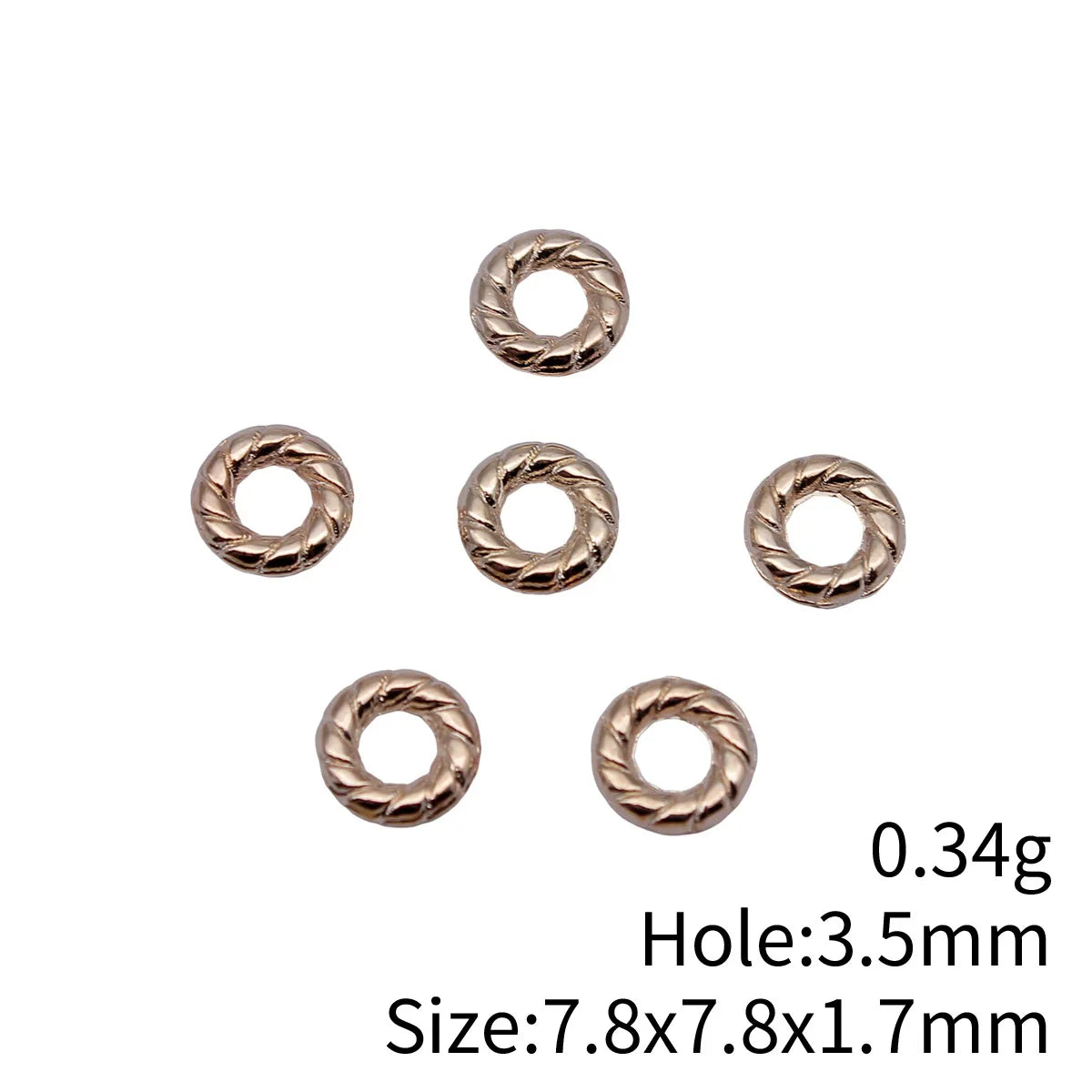 7.8x7.8x1.7mm 0.34g Multi Color Zinc Alloy Round Ring Spacer Beads for Garment and DIY Jewelry Making