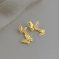 Asymmetric Copper Zircon Butterfly Drop Earrings Sweet Forest Style Women's Jewelry