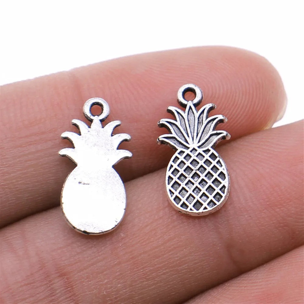 9x17mm 0.8g Multicolor Zinc Alloy Pineapple Charm Pendant for DIY Fruit Necklace Bracelet Making